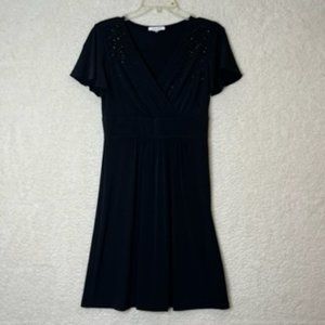 Calvin Klein Womans Dress Short Sleeve with Adornments Black Size XS XSmall